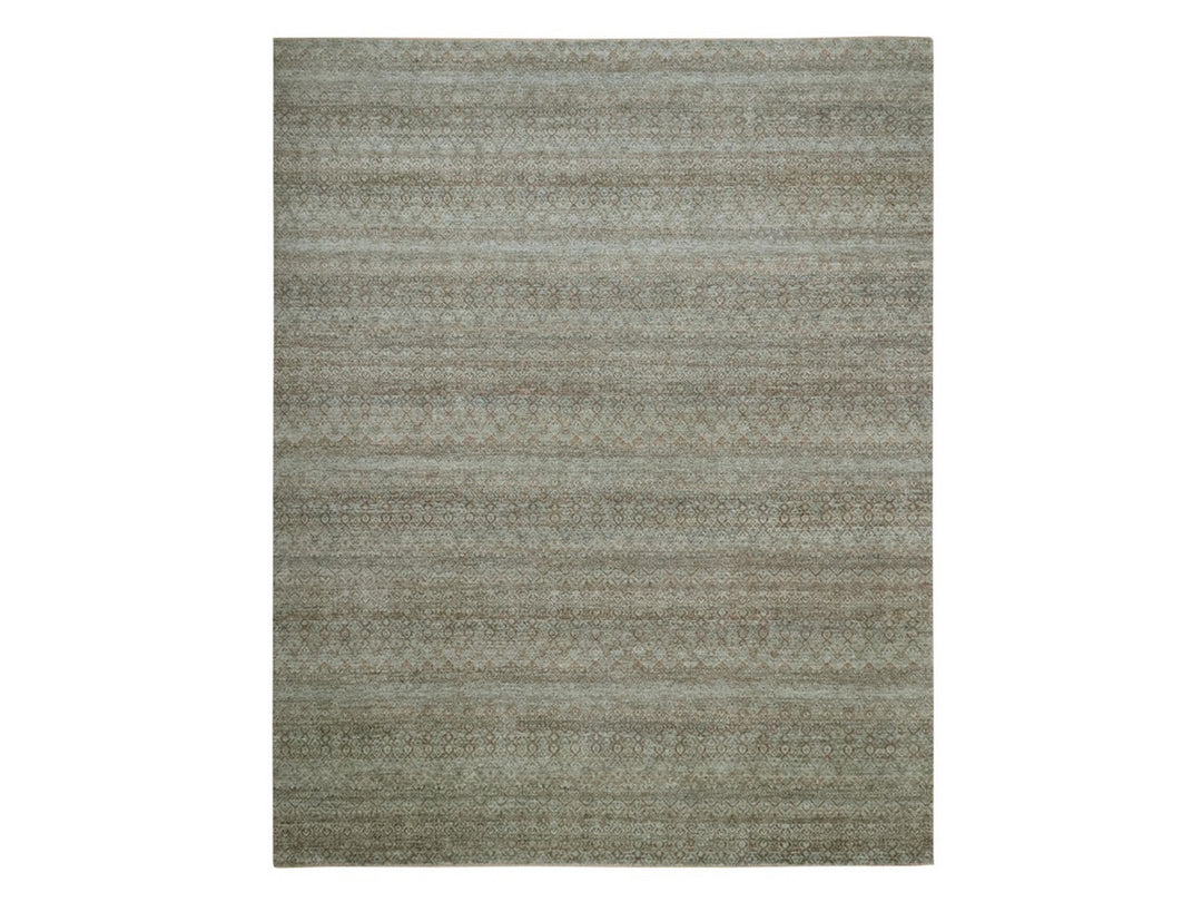 11'11" x 14'11" New Hand Knotted Green Wool Rectangle Oriental Rug - MOA10277085