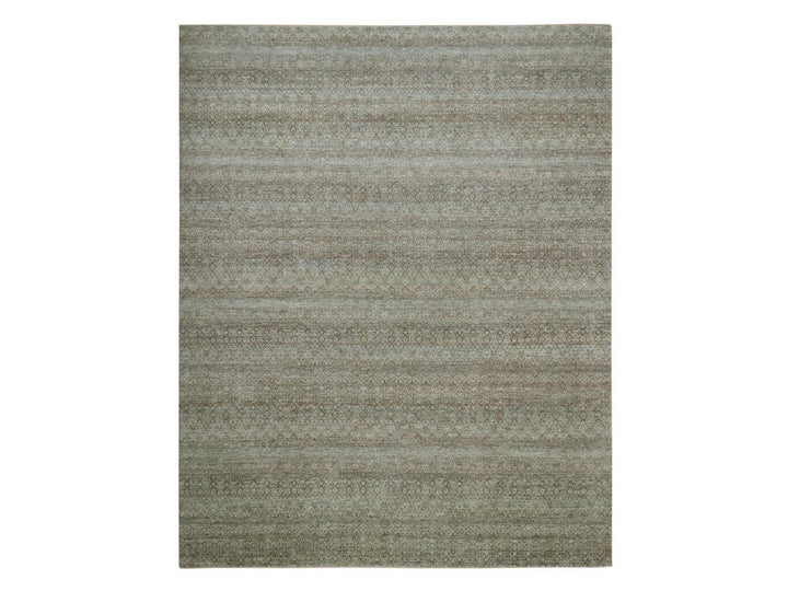 11'11" x 14'11" New Hand Knotted Green Wool Rectangle Oriental Rug - MOA10277085