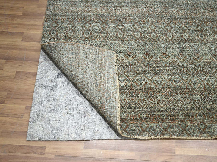 11'11" x 14'11" New Hand Knotted Green Wool Rectangle Oriental Rug - MOA10277085