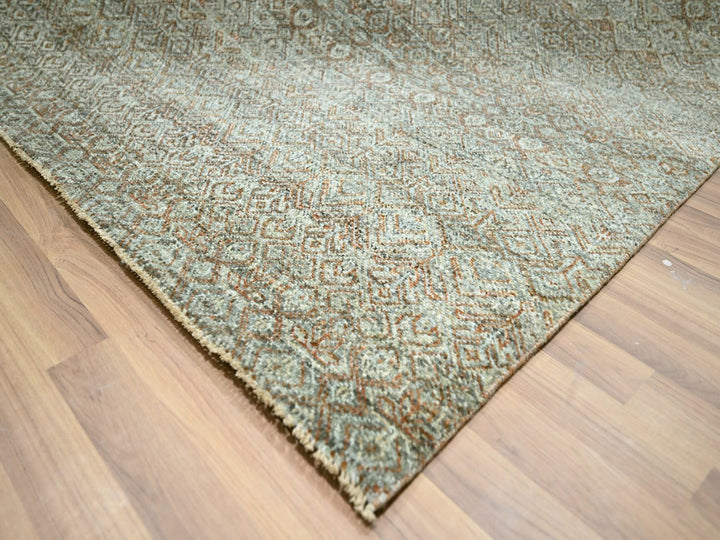11'11" x 14'11" New Hand Knotted Green Wool Rectangle Oriental Rug - MOA10277085