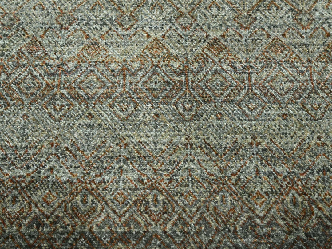 11'11" x 14'11" New Hand Knotted Green Wool Rectangle Oriental Rug - MOA10277085