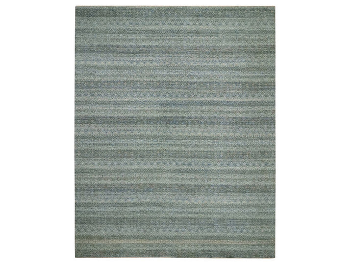 11'11" x 15'1" New Hand Knotted Blue Wool Rectangle Oriental Rug - MOA10277086