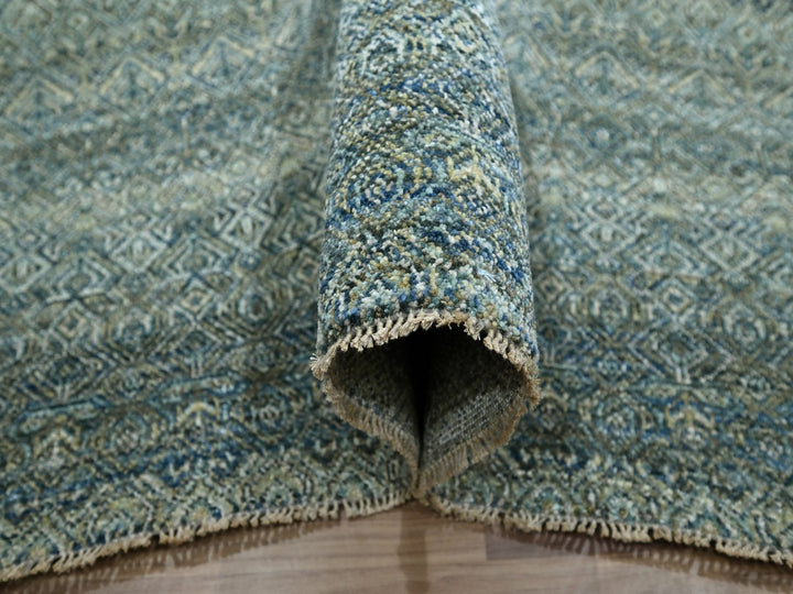 11'11" x 15'1" New Hand Knotted Blue Wool Rectangle Oriental Rug - MOA10277086