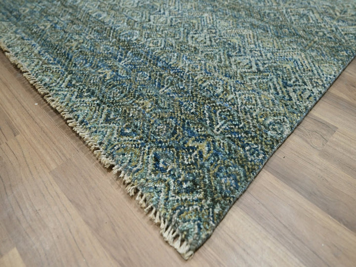 11'11" x 15'1" New Hand Knotted Blue Wool Rectangle Oriental Rug - MOA10277086