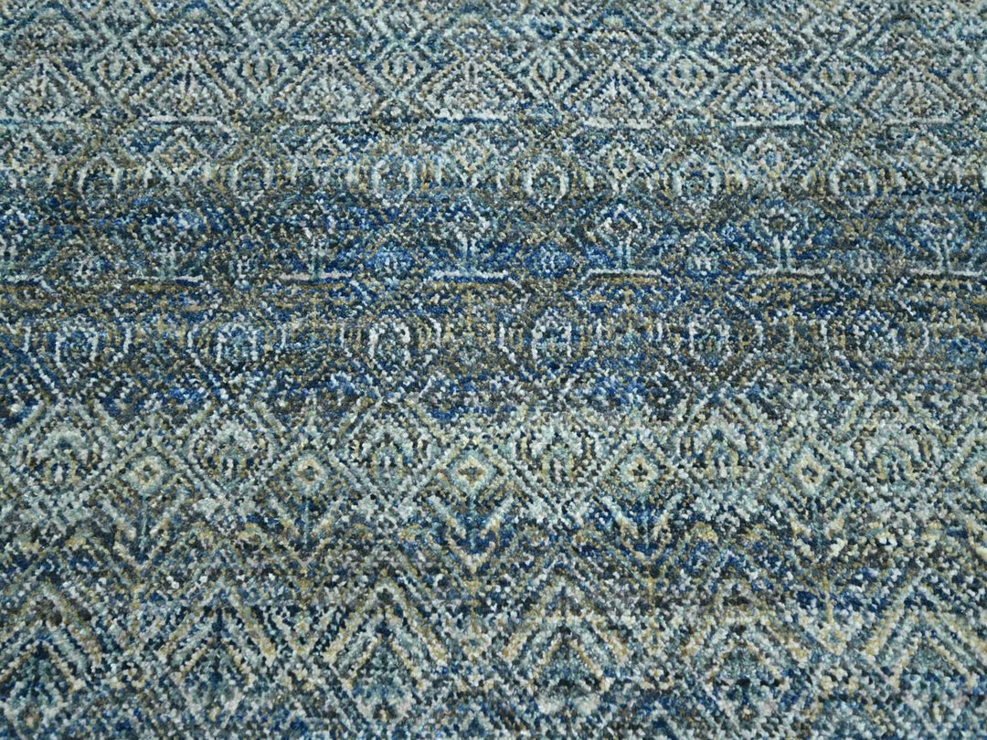 11'11" x 15'1" New Hand Knotted Blue Wool Rectangle Oriental Rug - MOA10277086