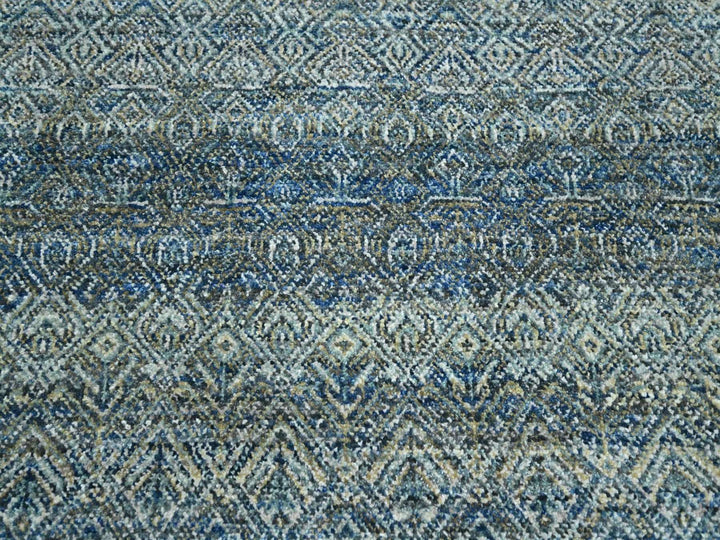 11'11" x 15'1" New Hand Knotted Blue Wool Rectangle Oriental Rug - MOA10277086