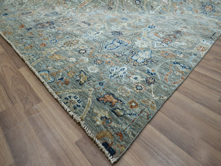 10'1" x 14'0" New Hand Knotted Green Wool Rectangle Oriental Rug - MOA10277089