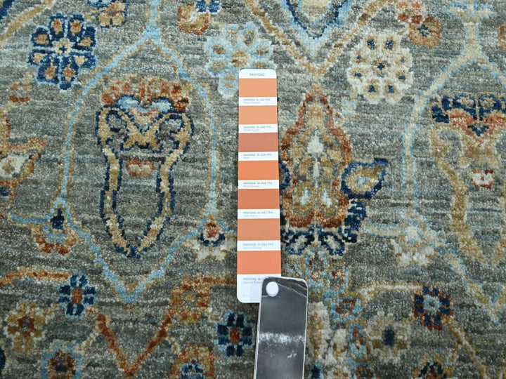 10'1" x 14'0" New Hand Knotted Green Wool Rectangle Oriental Rug - MOA10277089