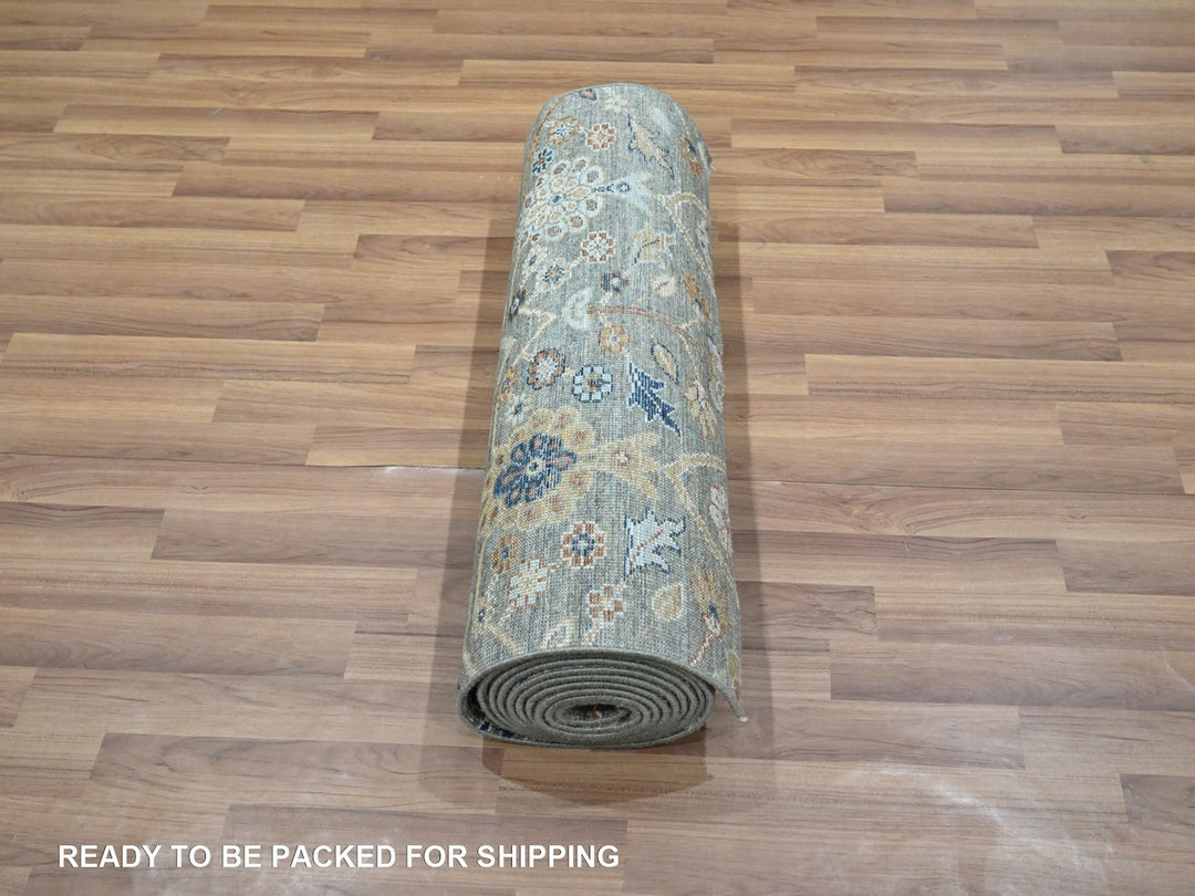 2'6" x 14'0" New Hand Knotted Green Wool Runner Oriental Rug - MOA10277090