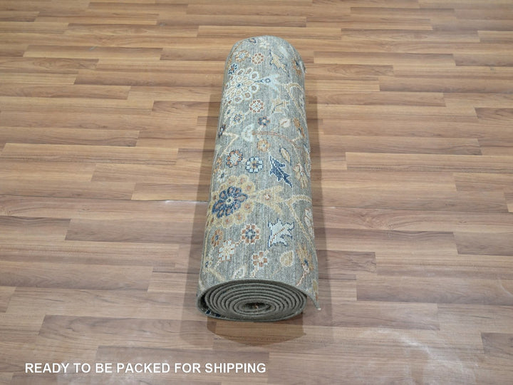 2'6" x 14'0" New Hand Knotted Green Wool Runner Oriental Rug - MOA10277090