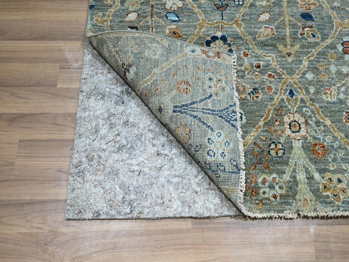 2'6" x 16'1" New Hand Knotted Green Wool Runner Oriental Rug - MOA10277091