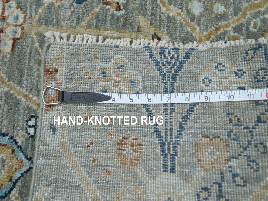 2'6" x 16'1" New Hand Knotted Green Wool Runner Oriental Rug - MOA10277091