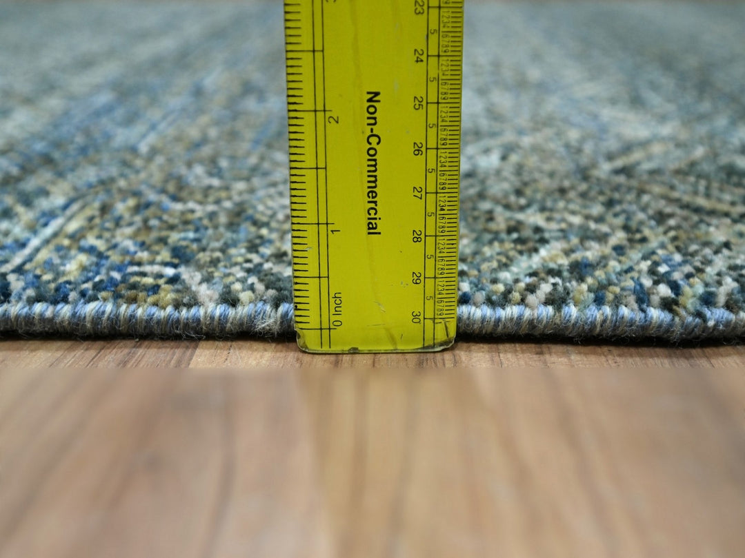 2'7" x 16'0" New Hand Knotted Blue Wool Runner Oriental Rug - MOA10277092