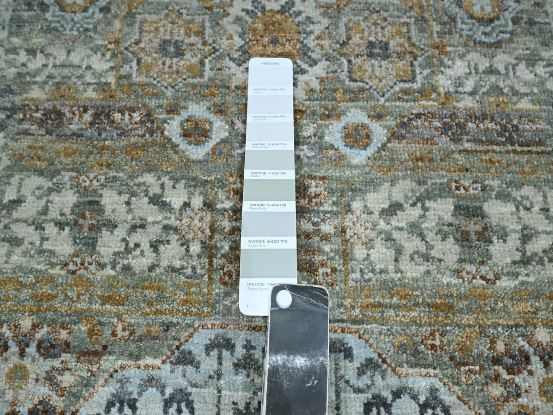 2'8" x 21'11" New Hand Knotted Green Wool Runner Oriental Rug - MOA10277094
