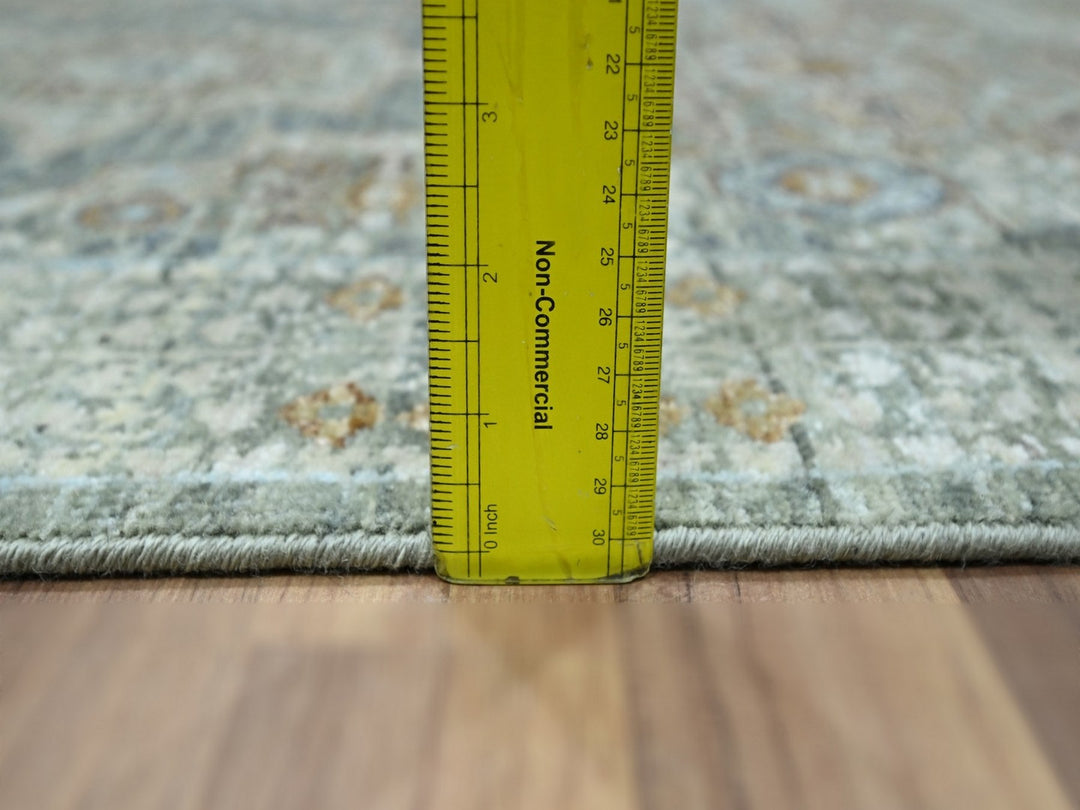 2'8" x 25'10" New Hand Knotted Green Wool Runner Oriental Rug - MOA10277095