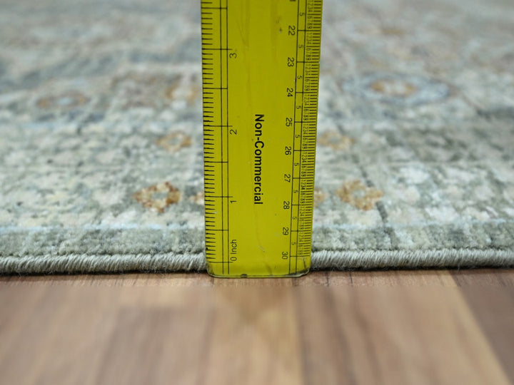 2'8" x 25'10" New Hand Knotted Green Wool Runner Oriental Rug - MOA10277095