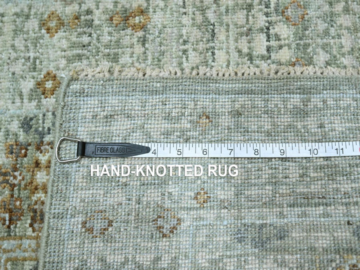 2'8" x 25'10" New Hand Knotted Green Wool Runner Oriental Rug - MOA10277095