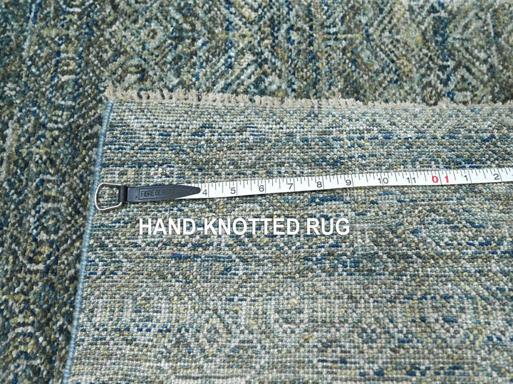 2'6" x 25'11" New Hand Knotted Blue Wool Runner Oriental Rug - MOA10277097