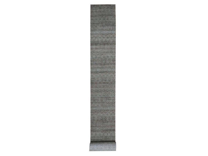 2'6" x 25'11" New Hand Knotted Green Wool Runner Oriental Rug - MOA10277098