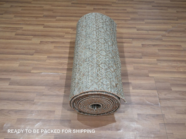 2'6" x 25'11" New Hand Knotted Green Wool Runner Oriental Rug - MOA10277098