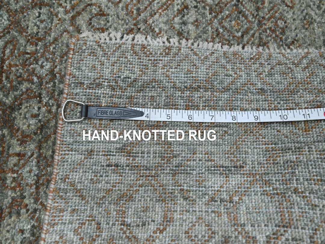 2'6" x 25'11" New Hand Knotted Green Wool Runner Oriental Rug - MOA10277098