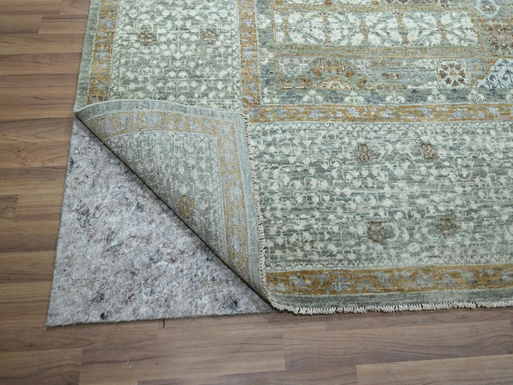8'11" x 12'1" New Hand Knotted Green Wool Rectangle Oriental Rug - MOA10277099