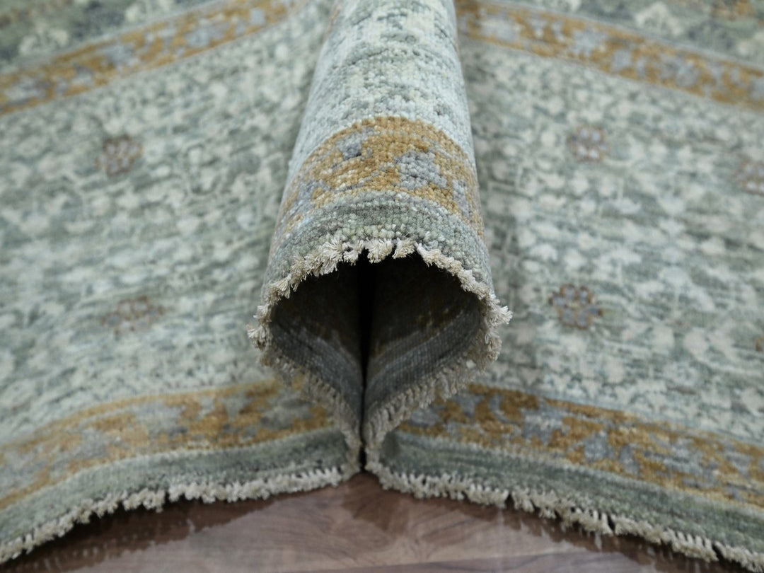 8'11" x 12'1" New Hand Knotted Green Wool Rectangle Oriental Rug - MOA10277099