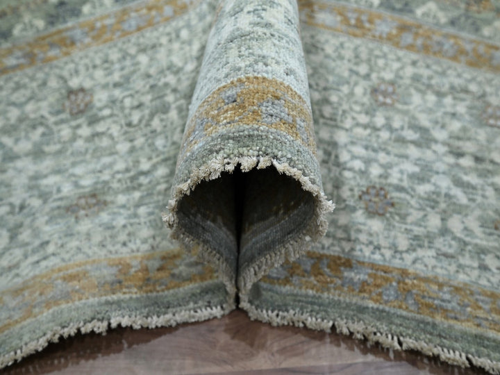 8'11" x 12'1" New Hand Knotted Green Wool Rectangle Oriental Rug - MOA10277099