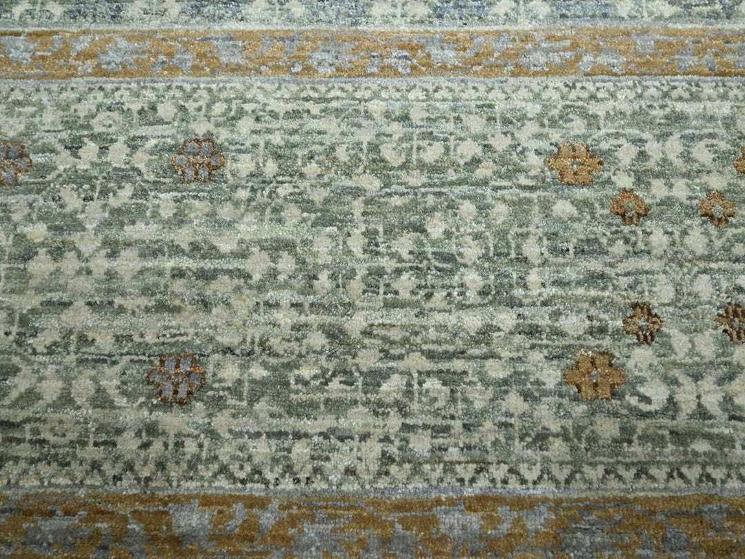 9'1" x 12'0" New Hand Knotted Green Wool Rectangle Oriental Rug - MOA10277100