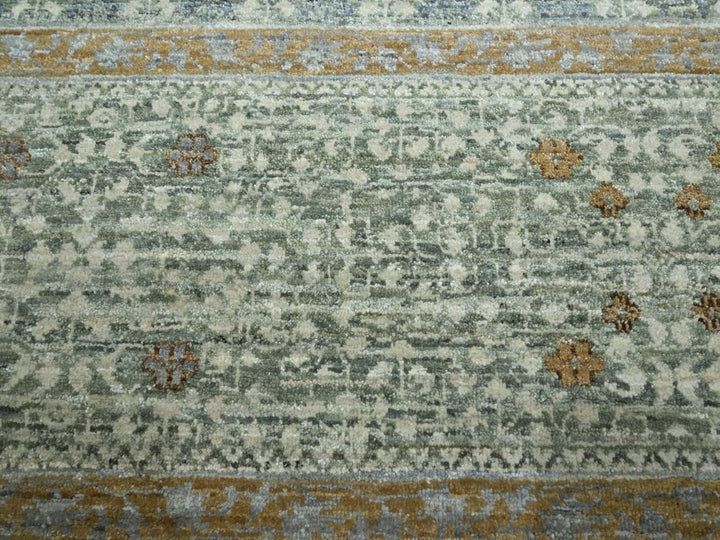 9'1" x 12'0" New Hand Knotted Green Wool Rectangle Oriental Rug - MOA10277100