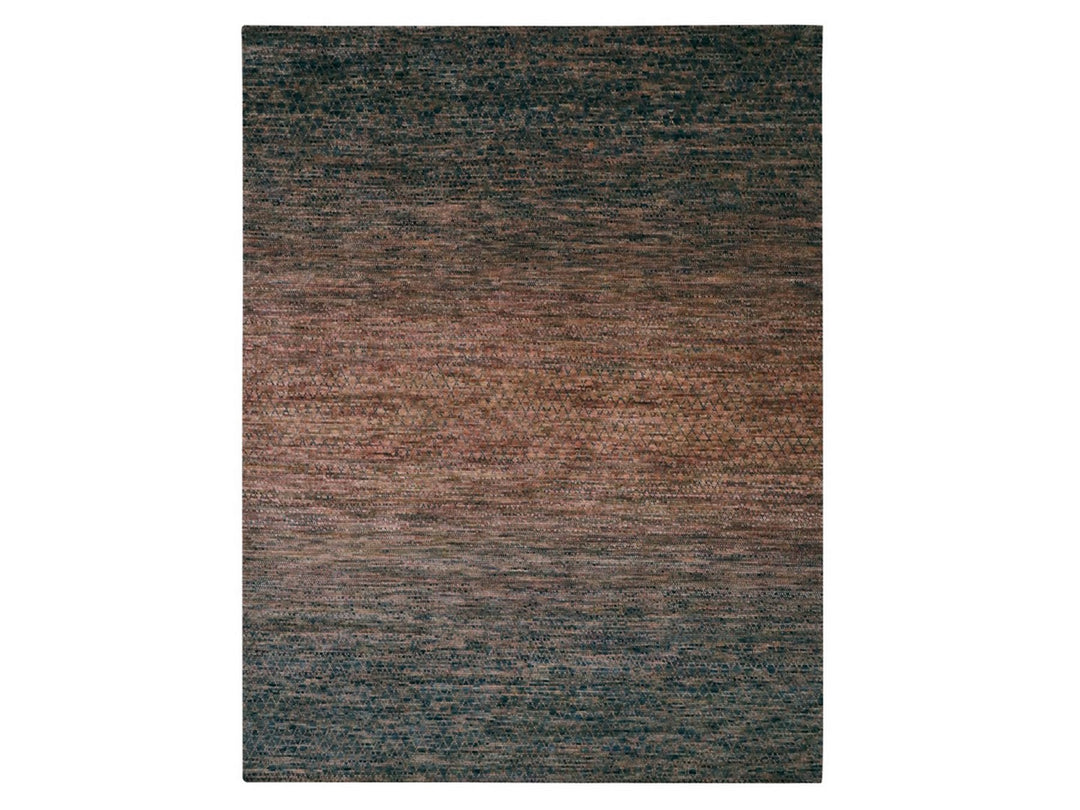 9'1" x 11'11" New Hand Knotted Brown Wool Rectangle Oriental Rug - MOA10277102