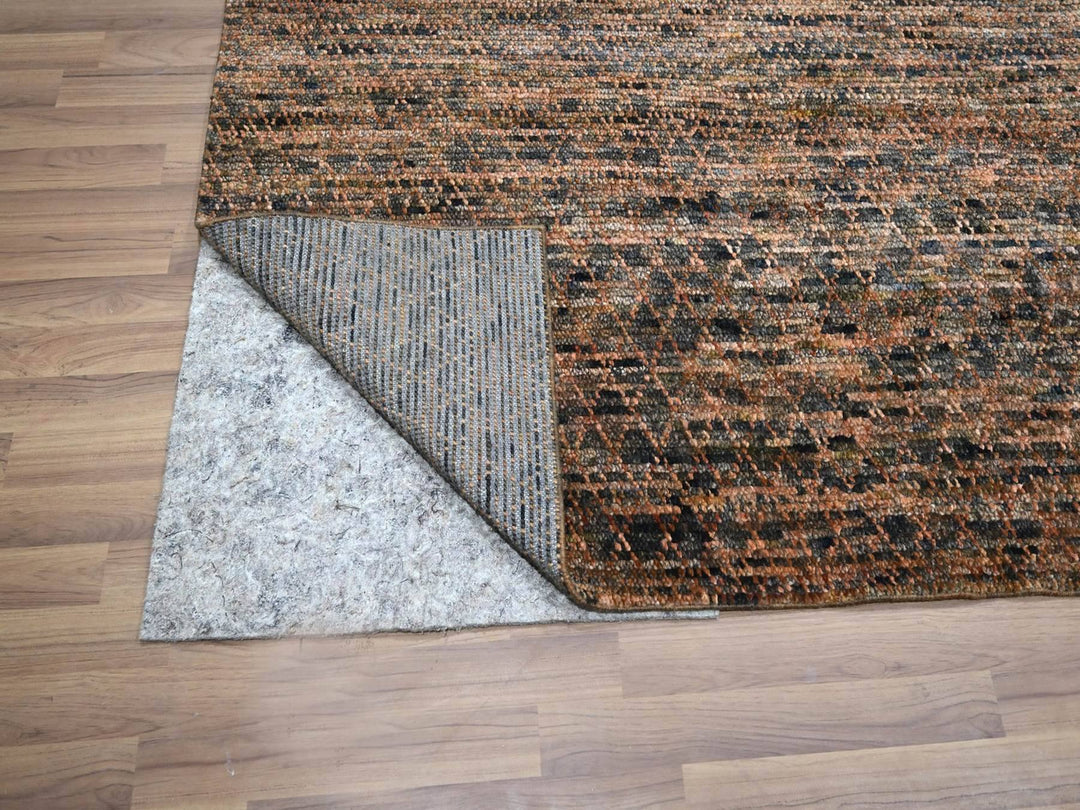 9'1" x 11'11" New Hand Knotted Brown Wool Rectangle Oriental Rug - MOA10277102