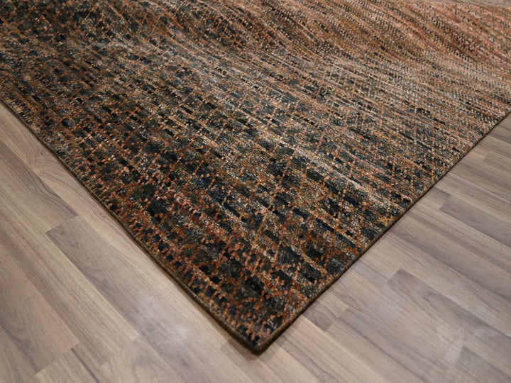 9'1" x 11'11" New Hand Knotted Brown Wool Rectangle Oriental Rug - MOA10277102