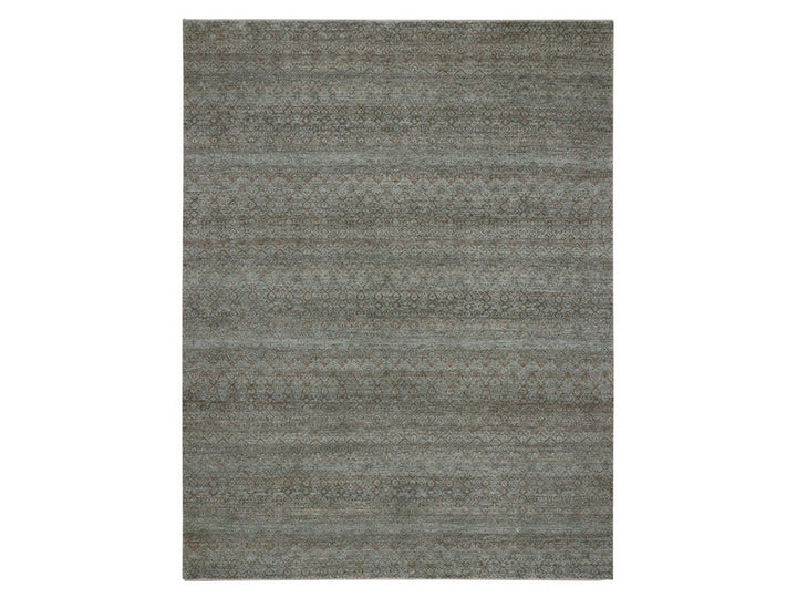 9'0" x 11'10" New Hand Knotted Green Wool Rectangle Oriental Rug - MOA10277103