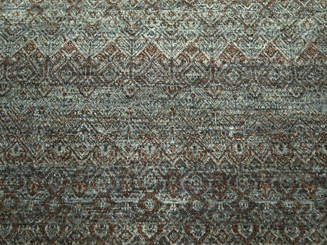 9'0" x 11'10" New Hand Knotted Green Wool Rectangle Oriental Rug - MOA10277103