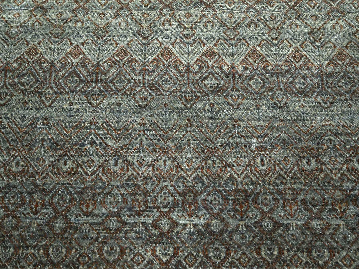 9'0" x 11'10" New Hand Knotted Green Wool Rectangle Oriental Rug - MOA10277103