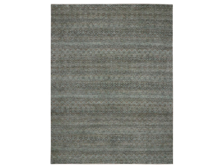 9'1" x 12'0" New Hand Knotted Green Wool Rectangle Oriental Rug - MOA10277104