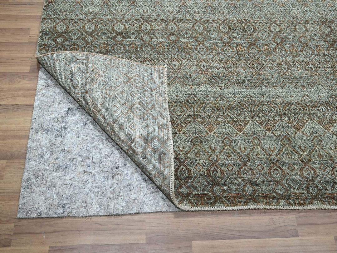 9'1" x 12'0" New Hand Knotted Green Wool Rectangle Oriental Rug - MOA10277104
