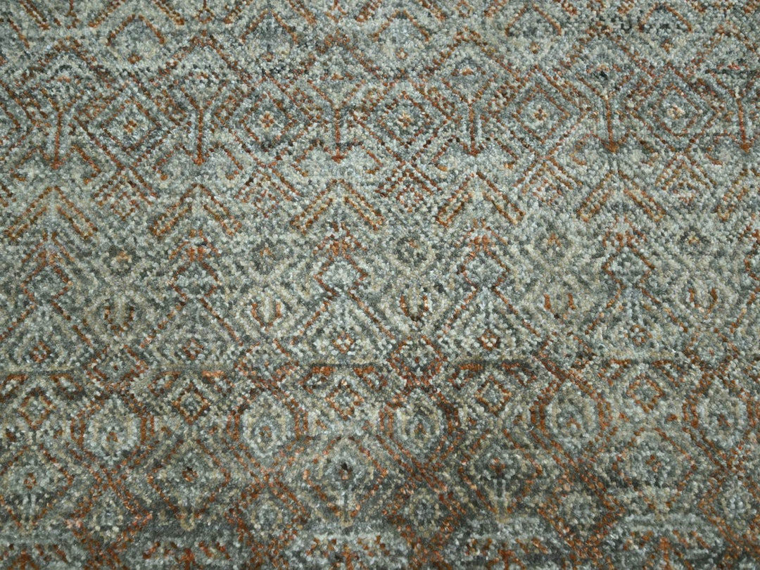 9'1" x 12'0" New Hand Knotted Green Wool Rectangle Oriental Rug - MOA10277104