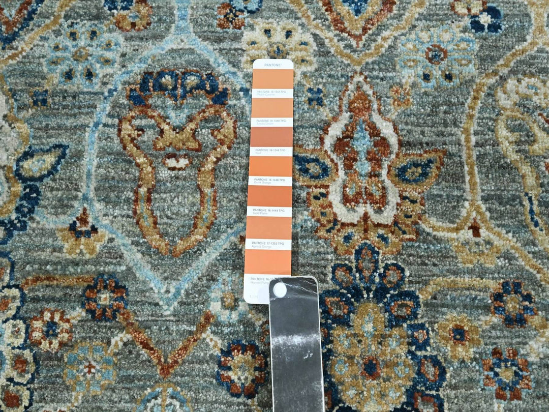 8'1" x 10'1" New Hand Knotted Green Wool Rectangle Oriental Rug - MOA10277106