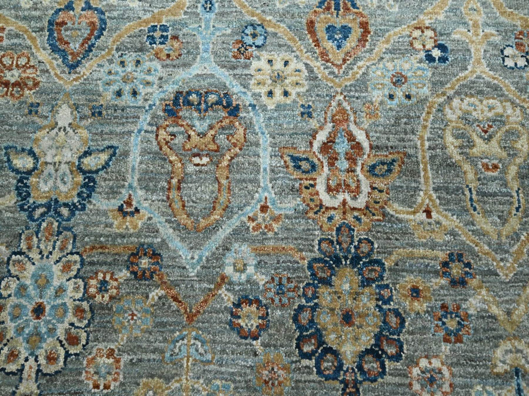 8'1" x 10'1" New Hand Knotted Green Wool Rectangle Oriental Rug - MOA10277106