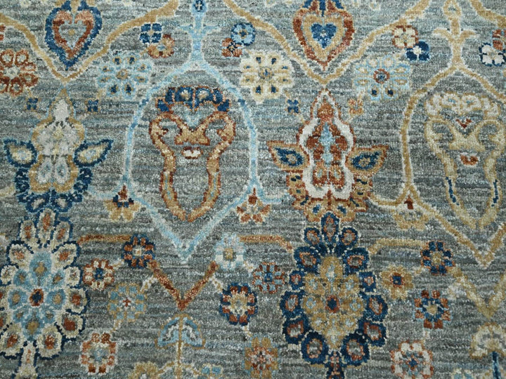 8'1" x 10'1" New Hand Knotted Green Wool Rectangle Oriental Rug - MOA10277106