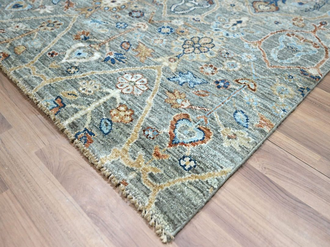 8'1" x 10'0" New Hand Knotted Green Wool Rectangle Oriental Rug - MOA10277107