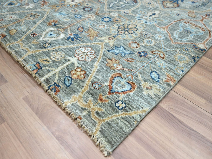 8'1" x 10'0" New Hand Knotted Green Wool Rectangle Oriental Rug - MOA10277107