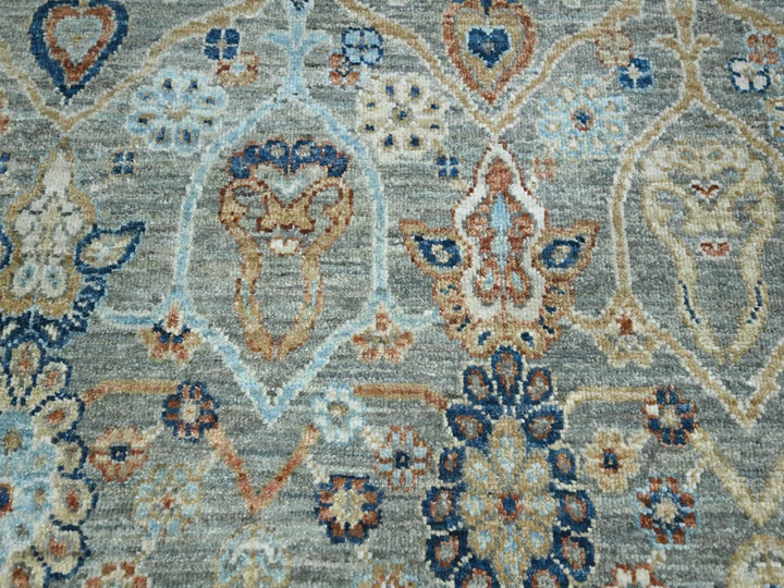 8'1" x 10'0" New Hand Knotted Green Wool Rectangle Oriental Rug - MOA10277107