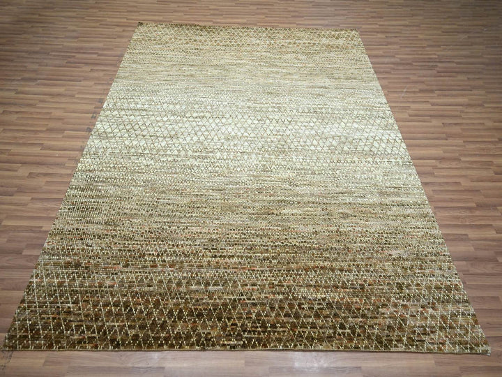 8'1" x 10'0" New Hand Knotted Brown Wool Rectangle Oriental Rug - MOA10277108