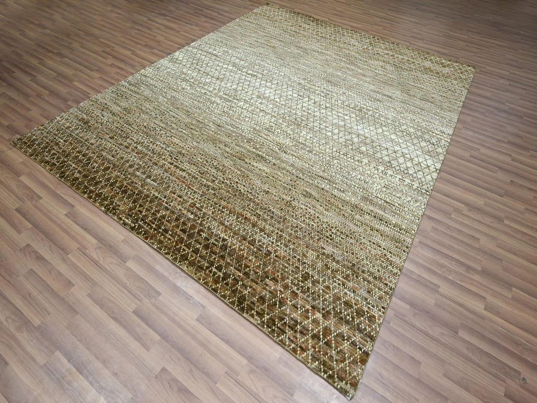 8'1" x 10'0" New Hand Knotted Brown Wool Rectangle Oriental Rug - MOA10277108