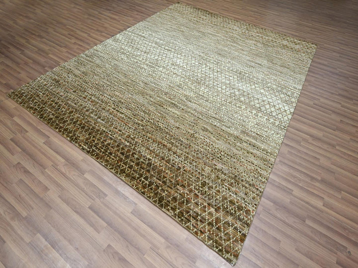 8'1" x 10'0" New Hand Knotted Brown Wool Rectangle Oriental Rug - MOA10277108