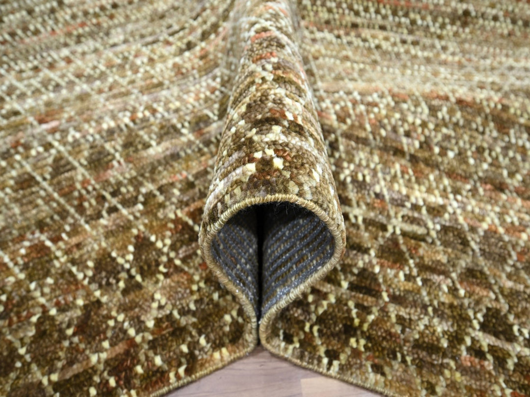 8'1" x 10'0" New Hand Knotted Brown Wool Rectangle Oriental Rug - MOA10277108