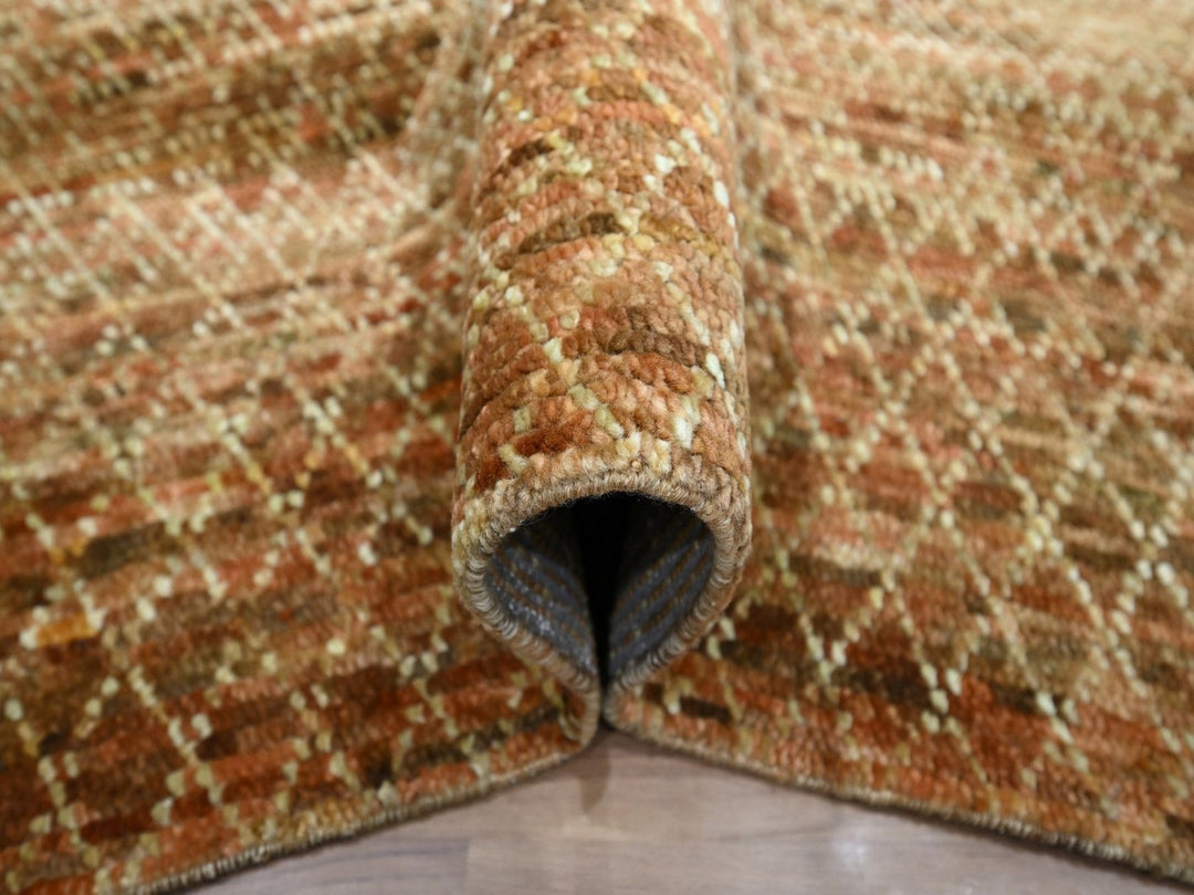 8'1" x 10'1" New Hand Knotted Brown Wool Rectangle Oriental Rug - MOA10277109